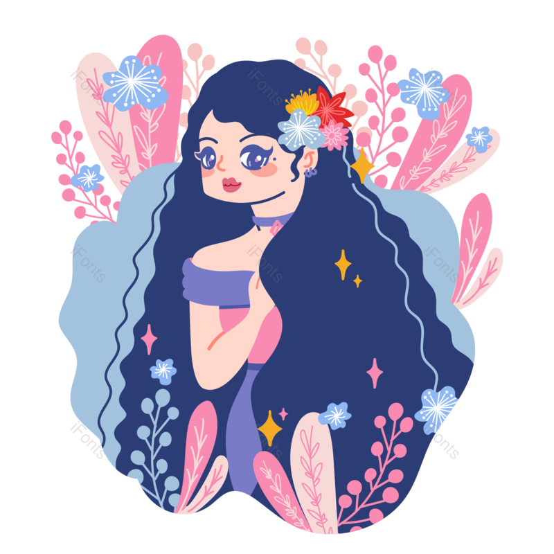 插画图片,素材元素,人物PNG,三八免抠素材